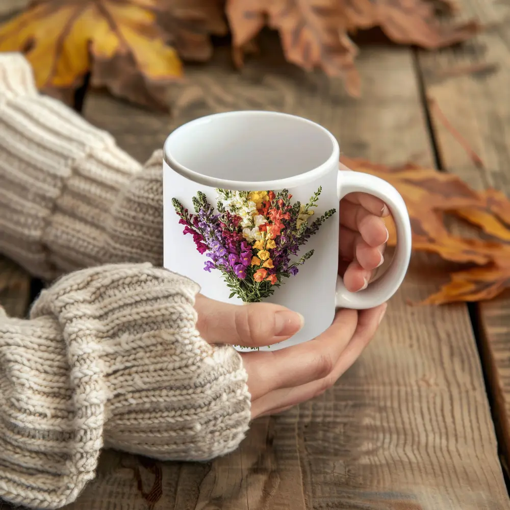 Colorful Snapdragon Bouquet On White Background – Mugs