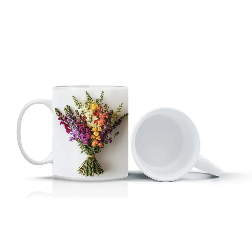 Colorful Snapdragon Bouquet On White Background – Mugs