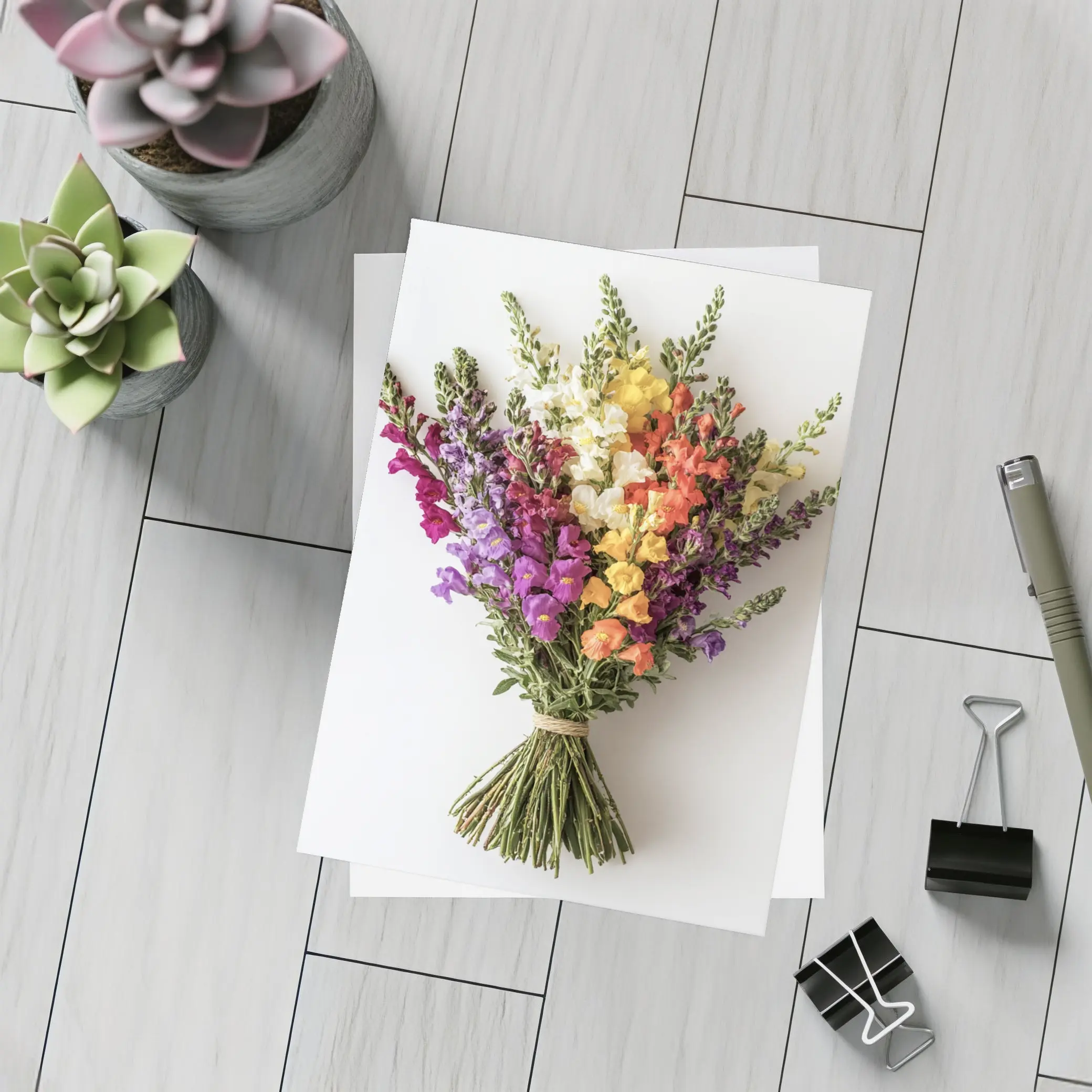 Colorful Snapdragon Bouquet On White Background – Postcards