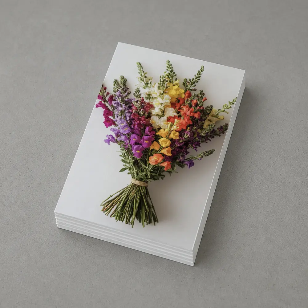 Colorful Snapdragon Bouquet On White Background – Postcards