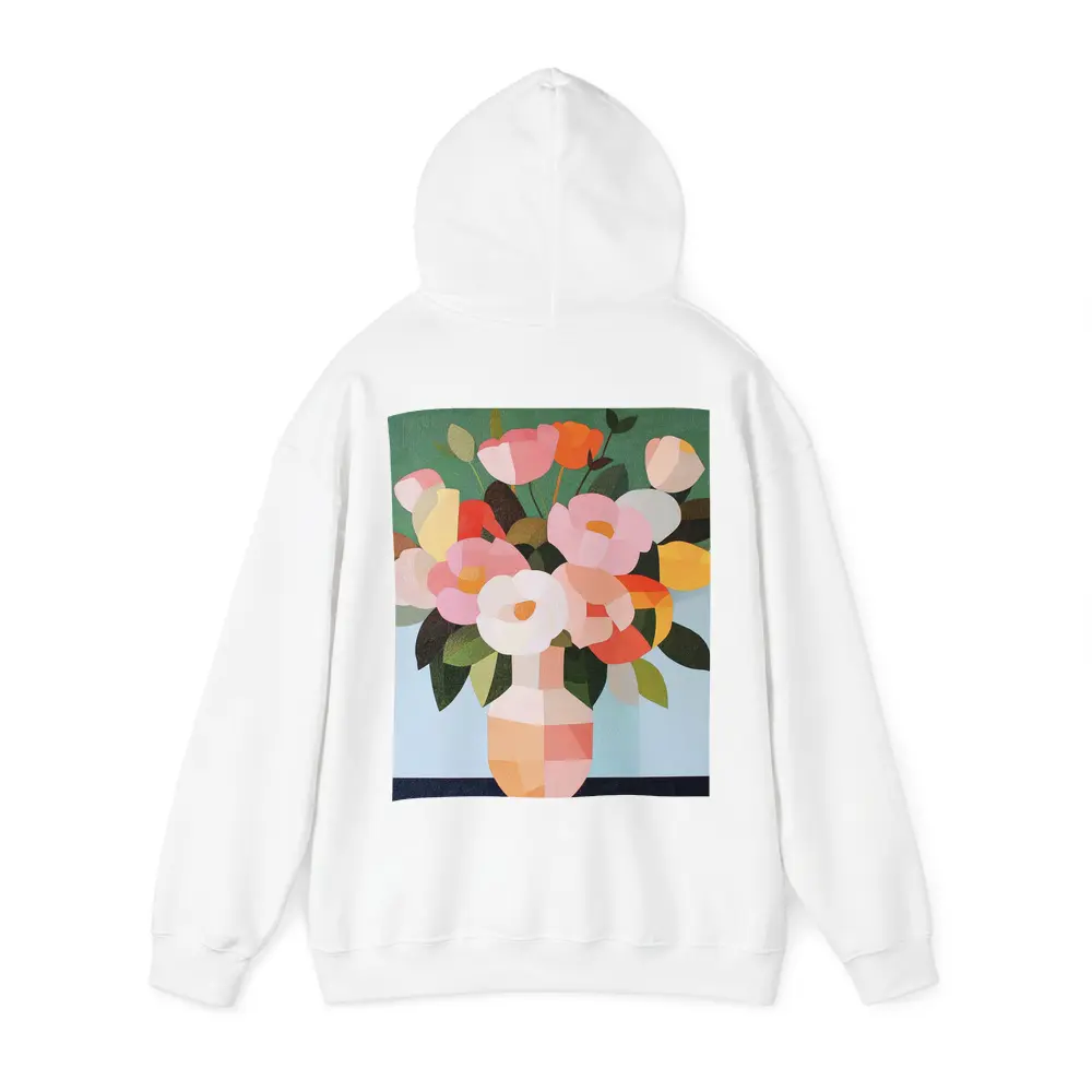 Geometric Floral Bouquet Vase Green Background – Hoodies