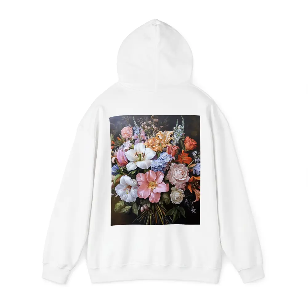 Mixed Flower Bouquet Dark Background Oil Painting – Hoodies