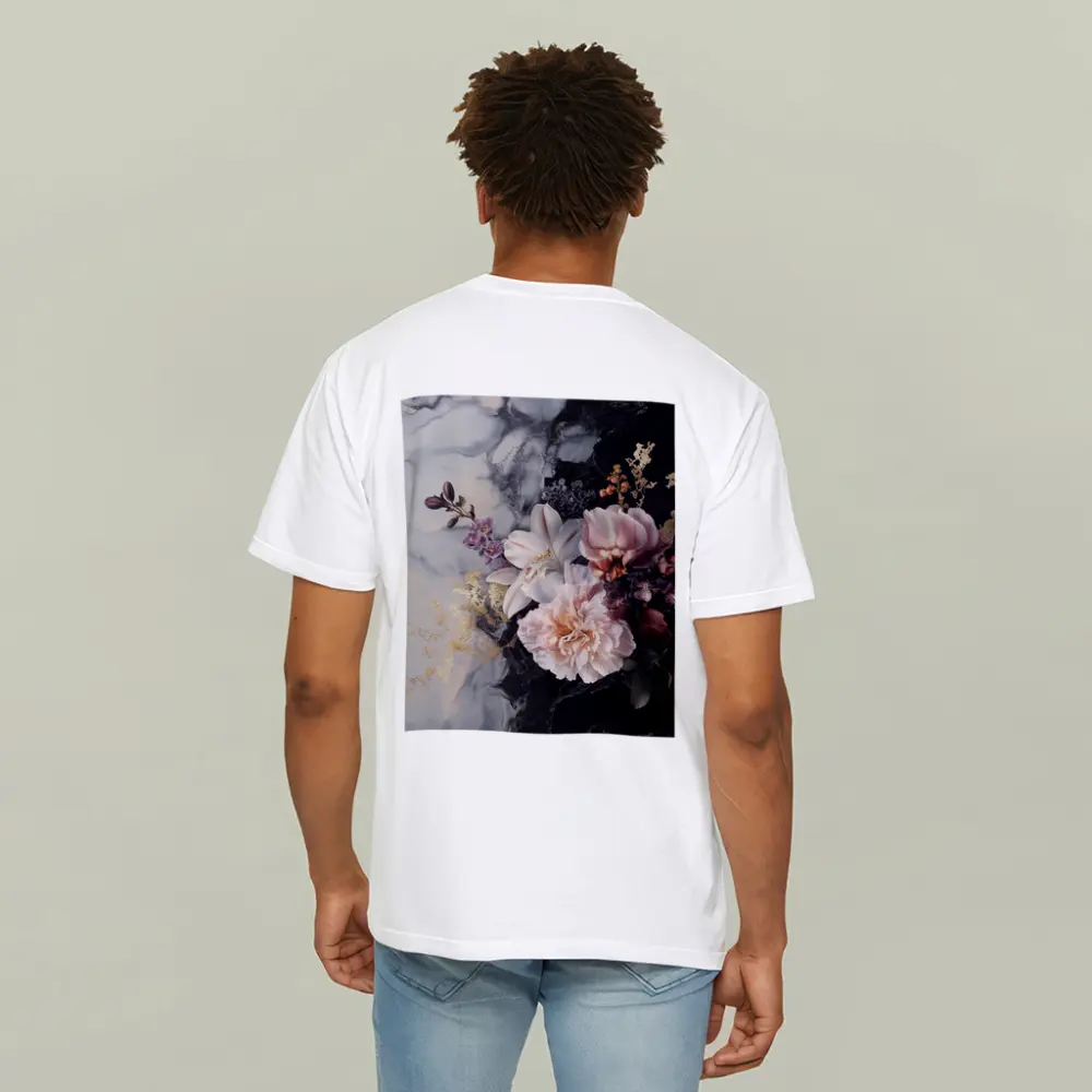 Peonies and Lilies on Dark Marble – T-Shirts