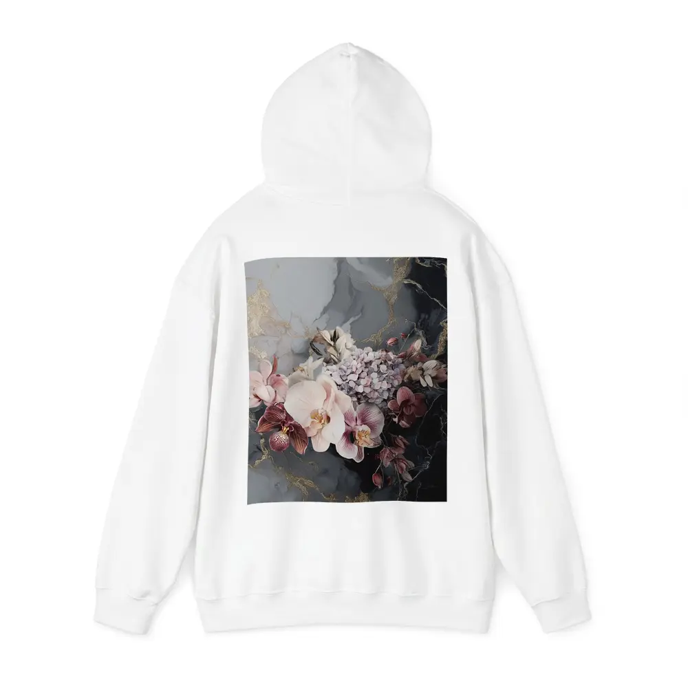 Orchid Hydrangea Bouquet Dark Marble Gold – Hoodies