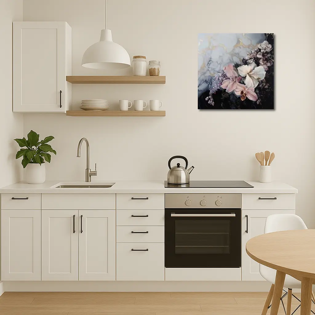 Orchids and Florals on Marble Gold – Wall Art