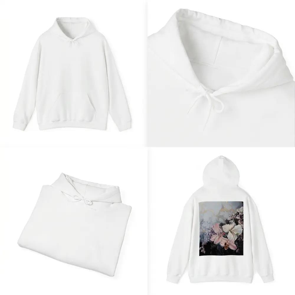 Orchids and Florals on Marble Gold – Hoodies