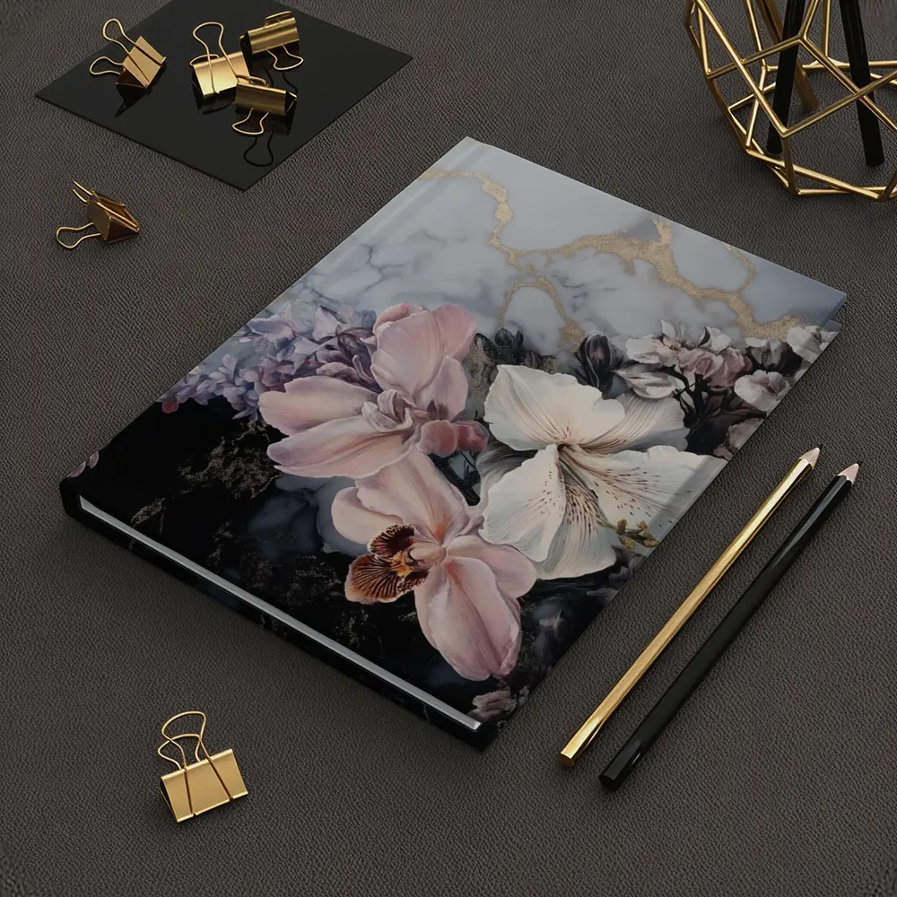 Orchids and Florals on Marble Gold – Notebooks