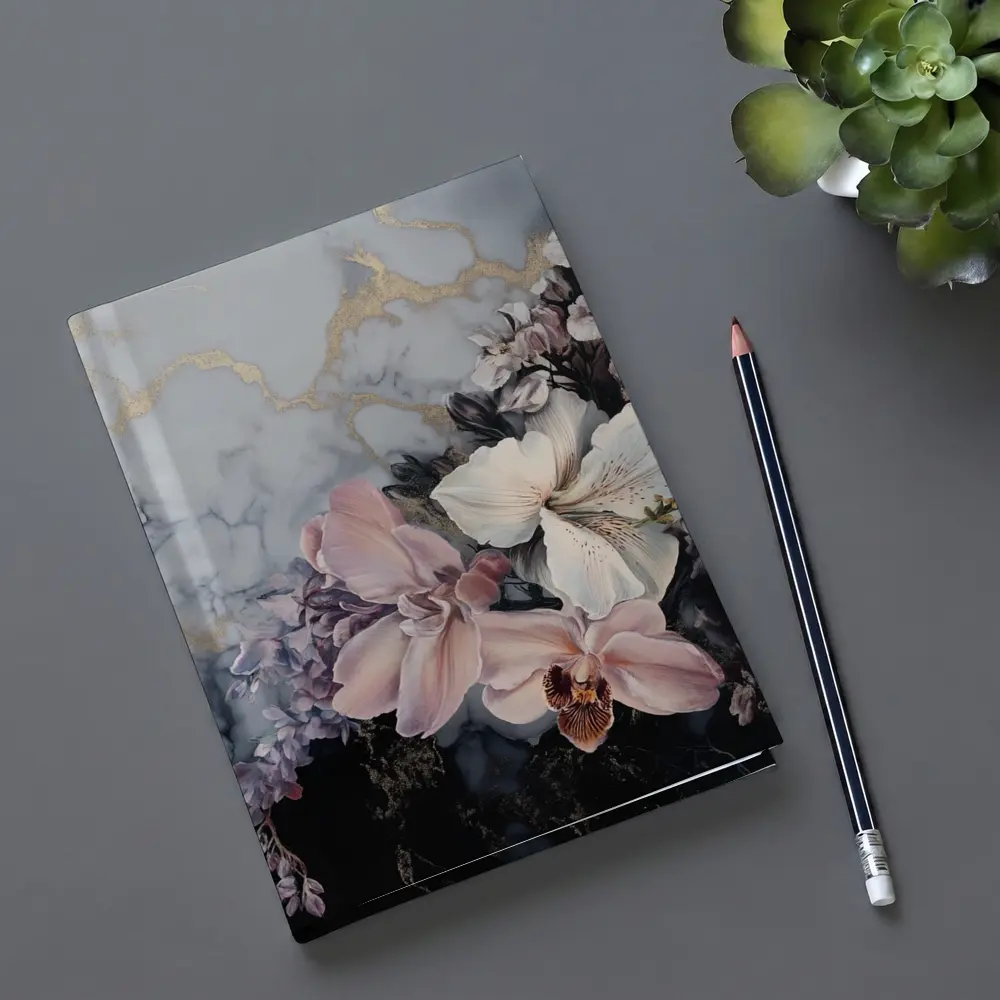 Orchids and Florals on Marble Gold – Notebooks