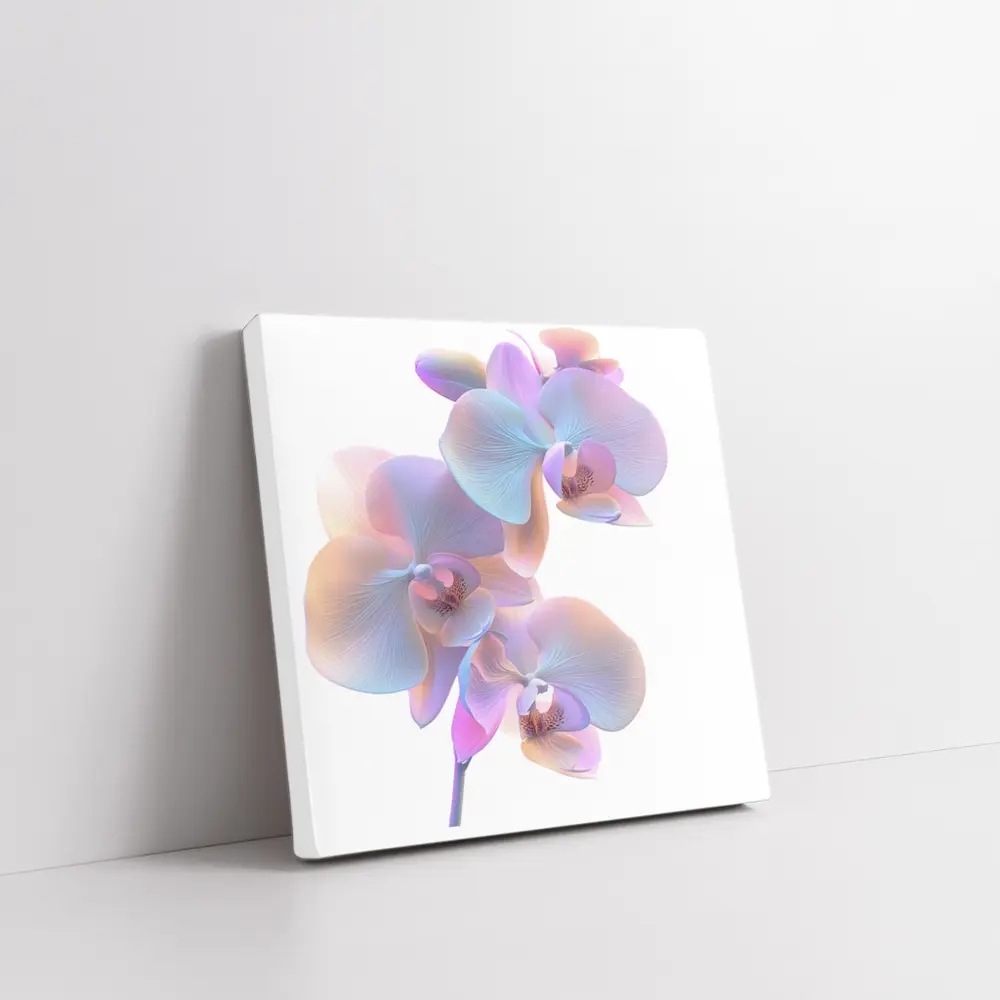 Pastel Orchid Flowers on White Background – Wall Art