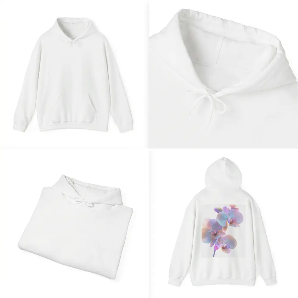 Pastel Orchid Flowers on White Background – Hoodies
