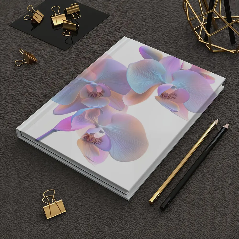 Pastel Orchid Flowers on White Background – Notebooks