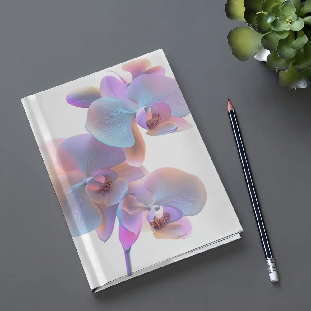 Pastel Orchid Flowers on White Background – Notebooks