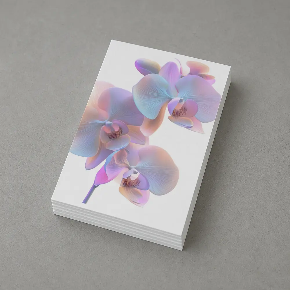 Pastel Orchid Flowers on White Background – Postcards