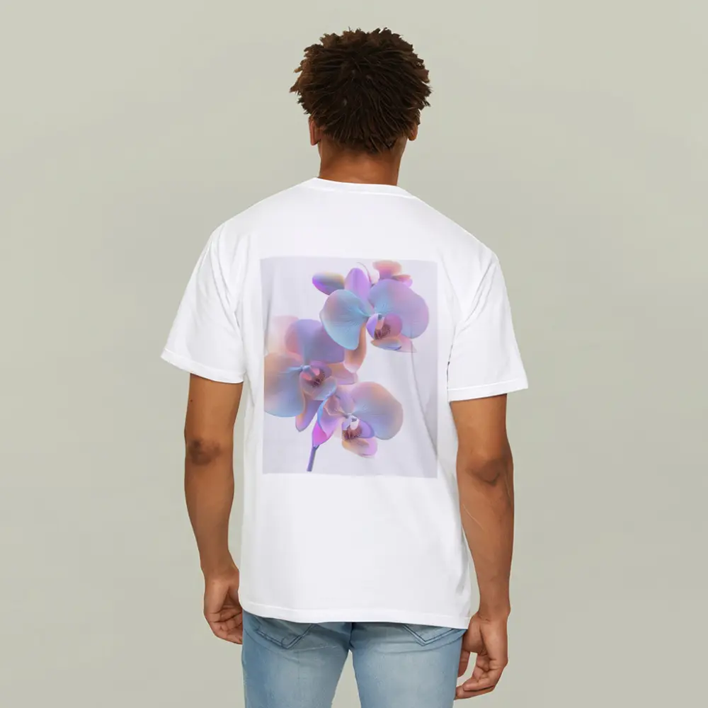 Pastel Orchid Flowers on White Background – T-Shirts