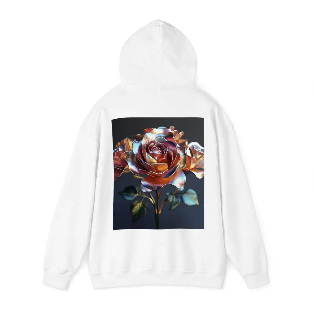 Metallic Rose Iridescent Petals Dark Background – Hoodies