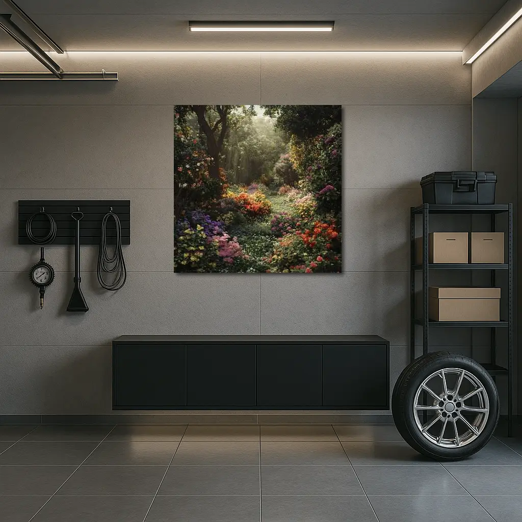 Colorful Garden Path Soft Morning Light – Wall Art