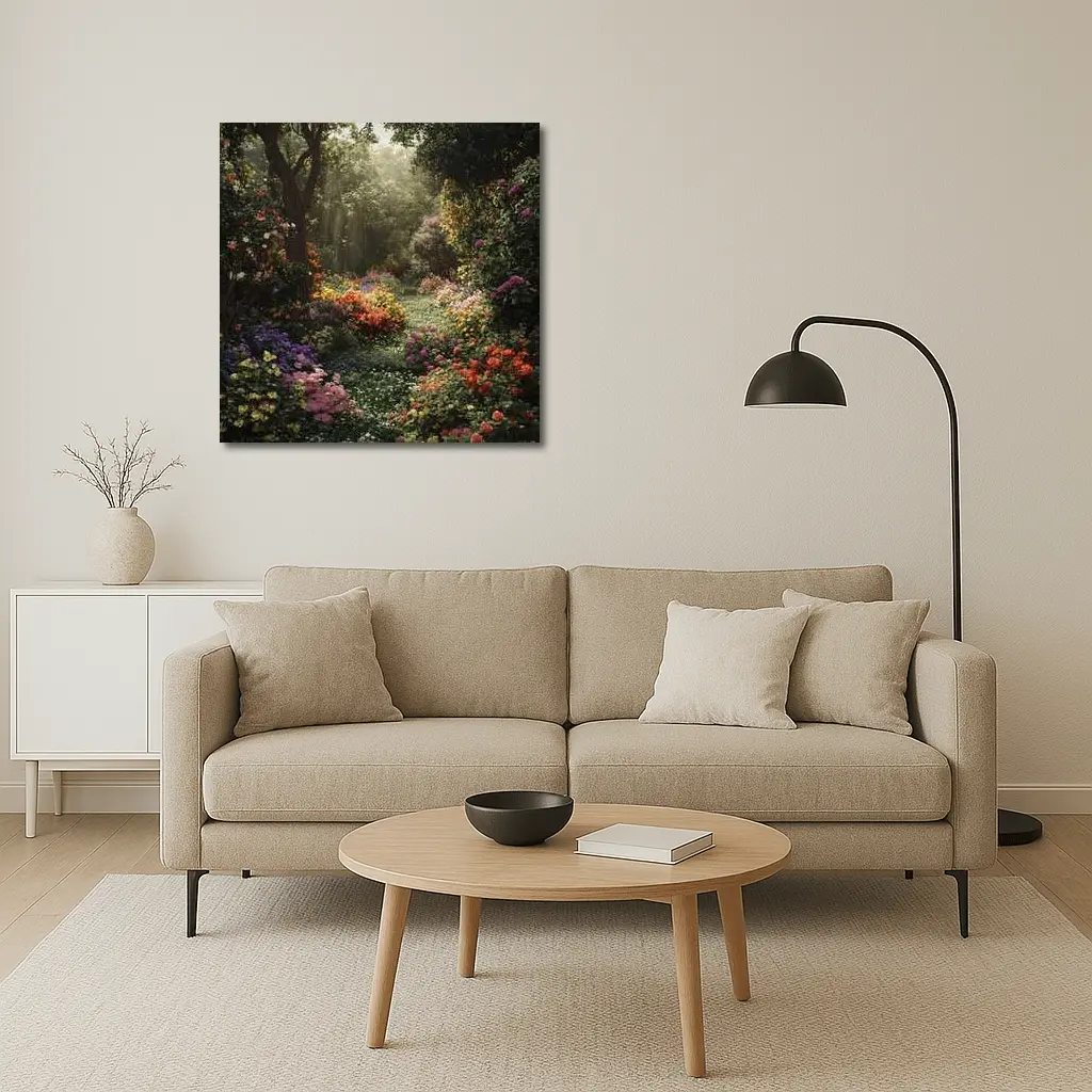 Colorful Garden Path Soft Morning Light – Wall Art