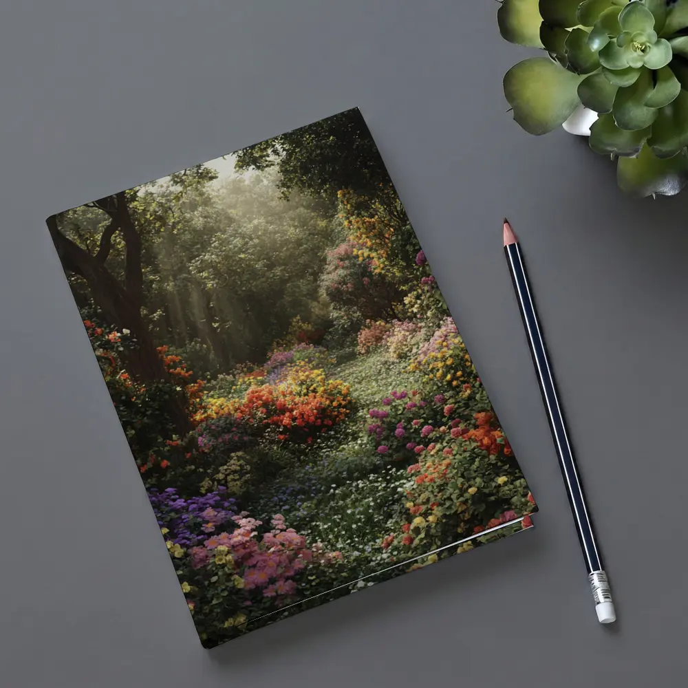 Colorful Garden Path Soft Morning Light – Notebooks