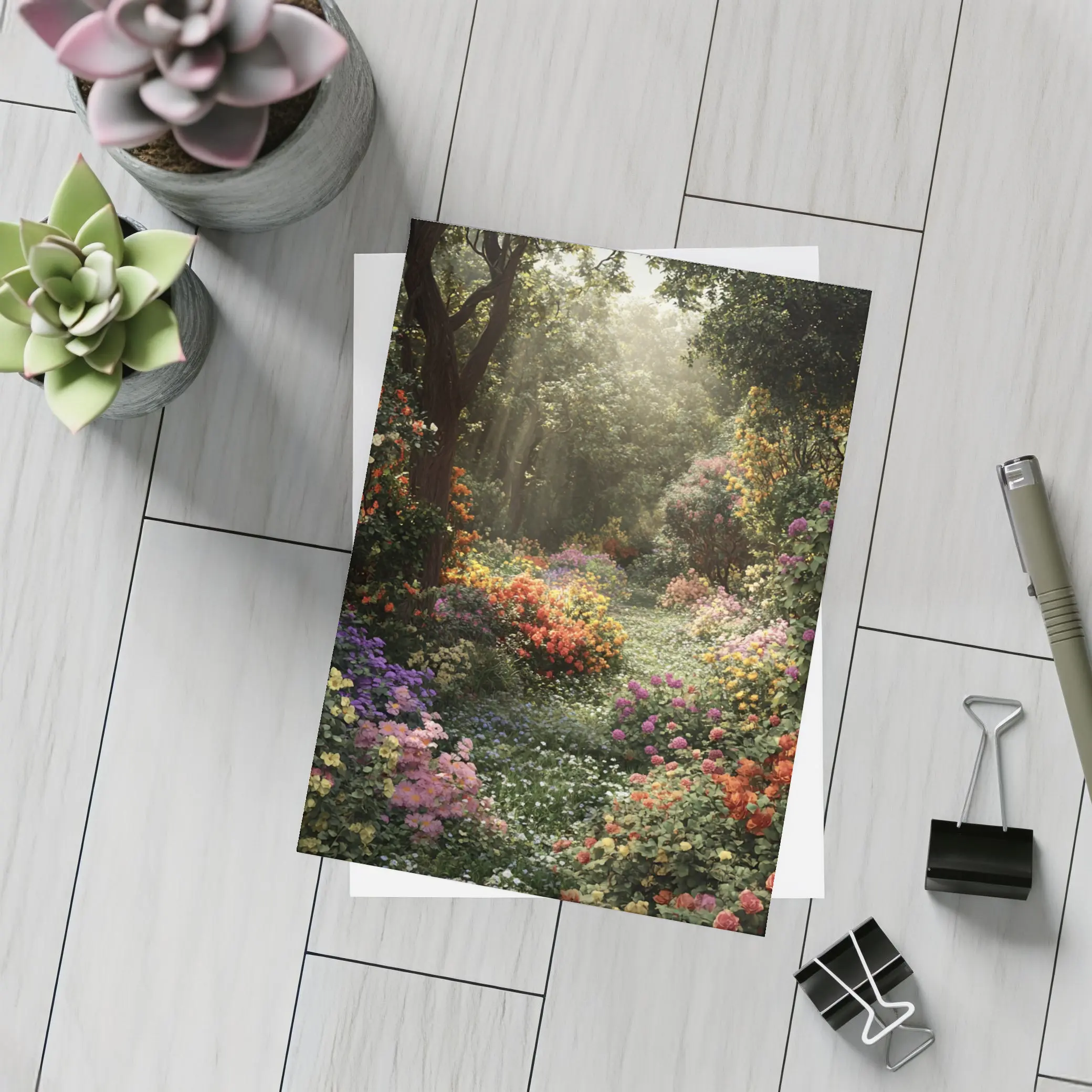 Colorful Garden Path Soft Morning Light – Postcards