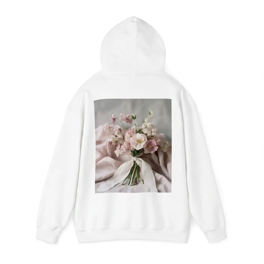 Pink Ranunculus Bouquet Soft Linen Background – Hoodies