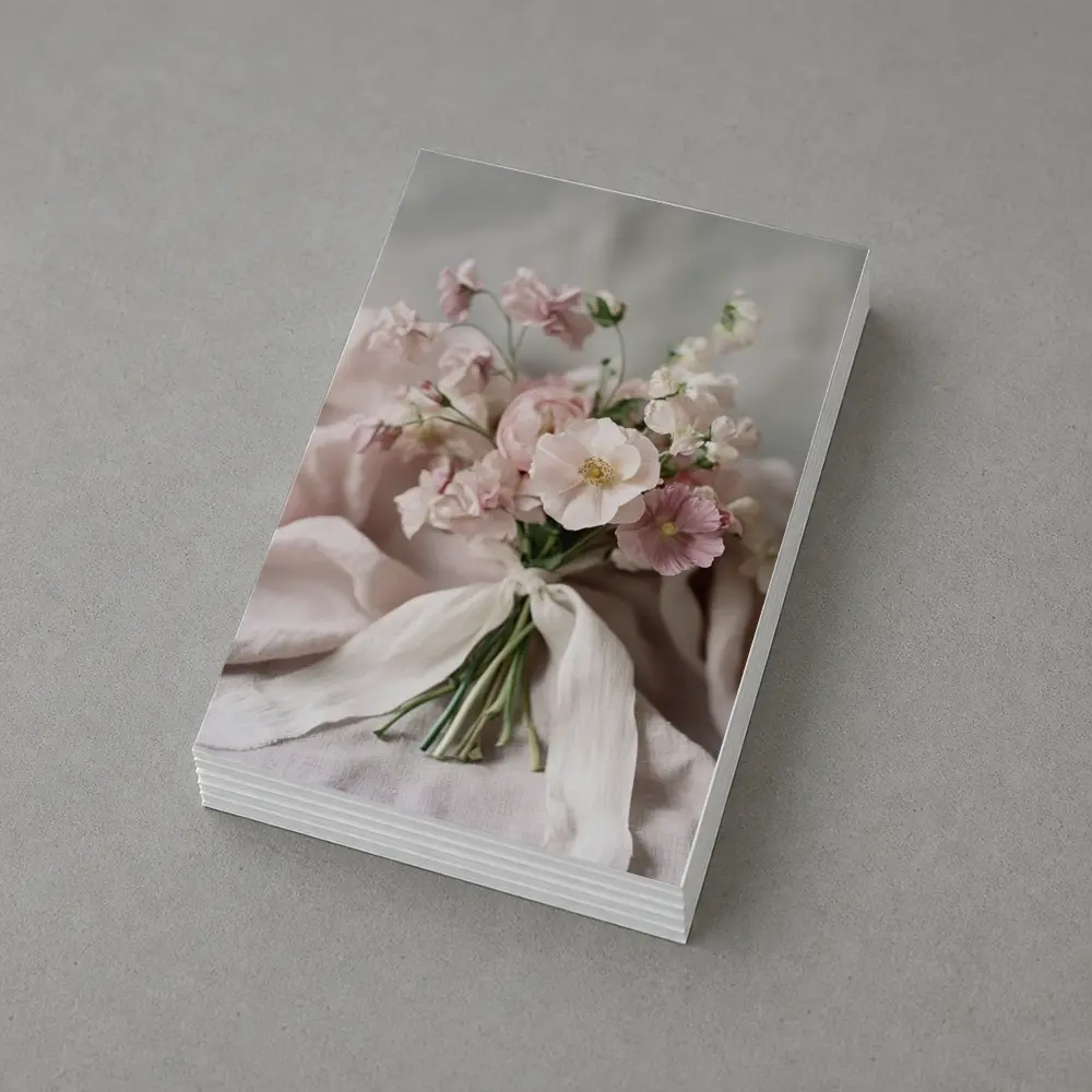 Pink Ranunculus Bouquet Soft Linen Background – Postcards