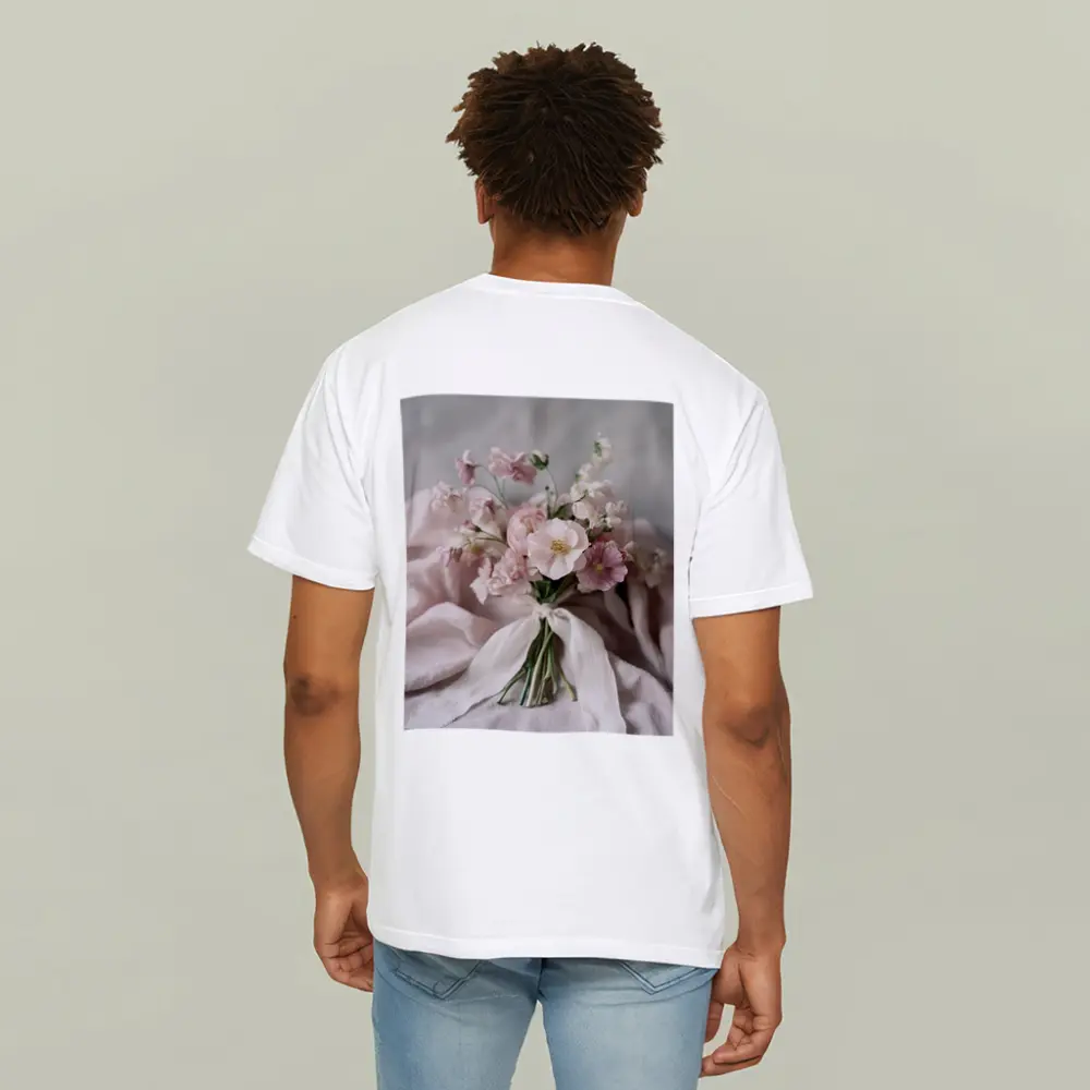 Pink Ranunculus Bouquet Soft Linen Background – T-Shirts
