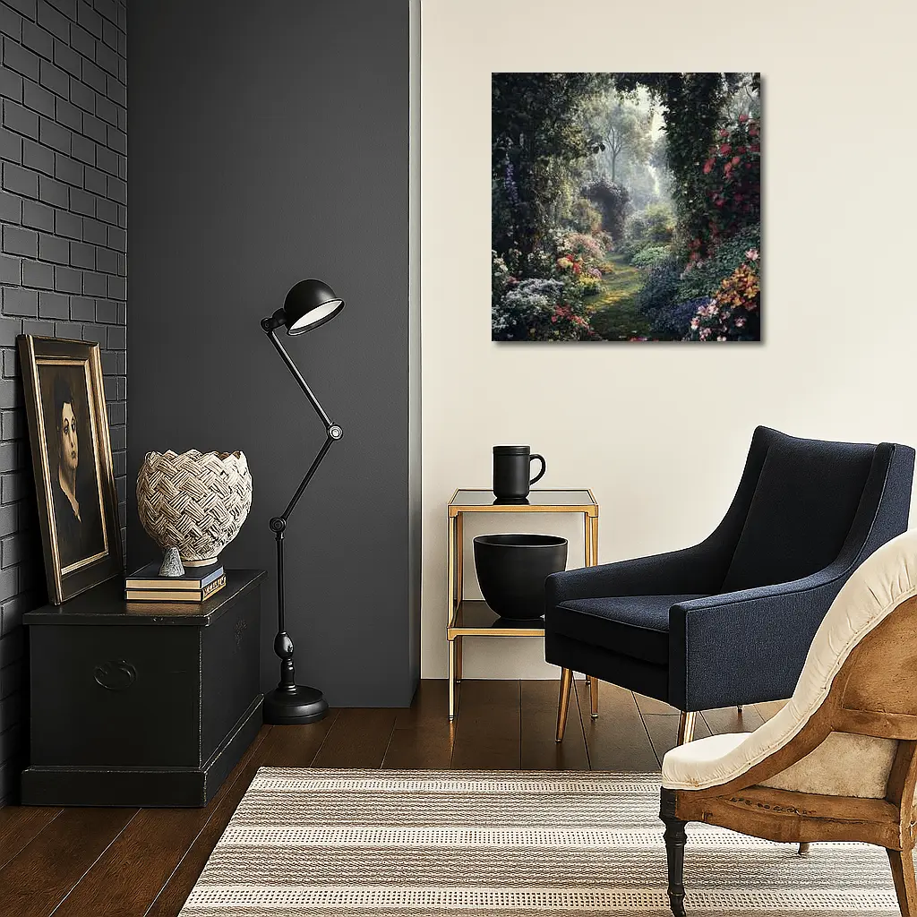 Lush Garden Path Through Flowering Trees – Wall Art