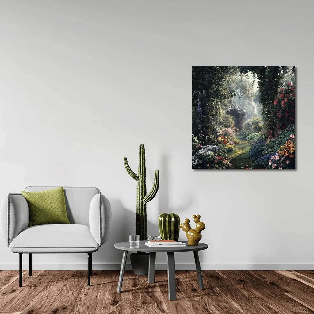 Lush Garden Path Through Flowering Trees – Wall Art