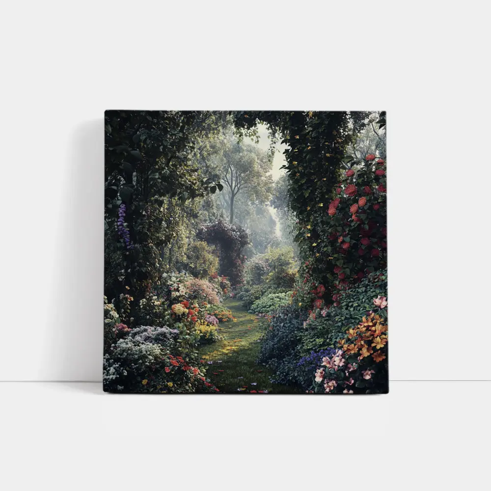 Lush Garden Path Through Flowering Trees – Wall Art