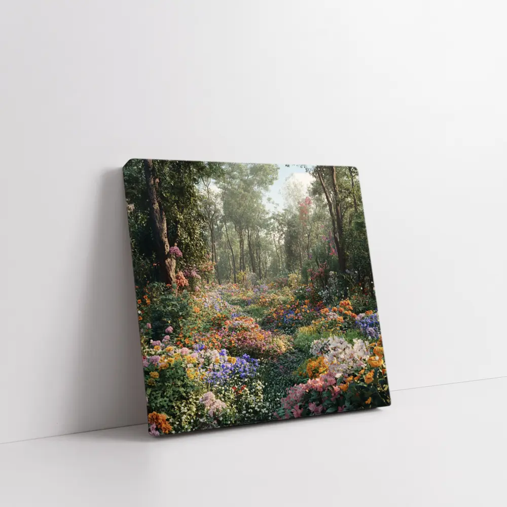 Colorful Wildflower Garden Path Through Forest – Wall Art