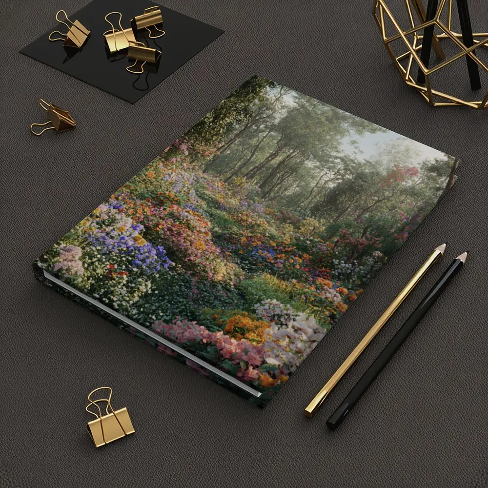 Colorful Wildflower Garden Path Through Forest – Notebooks
