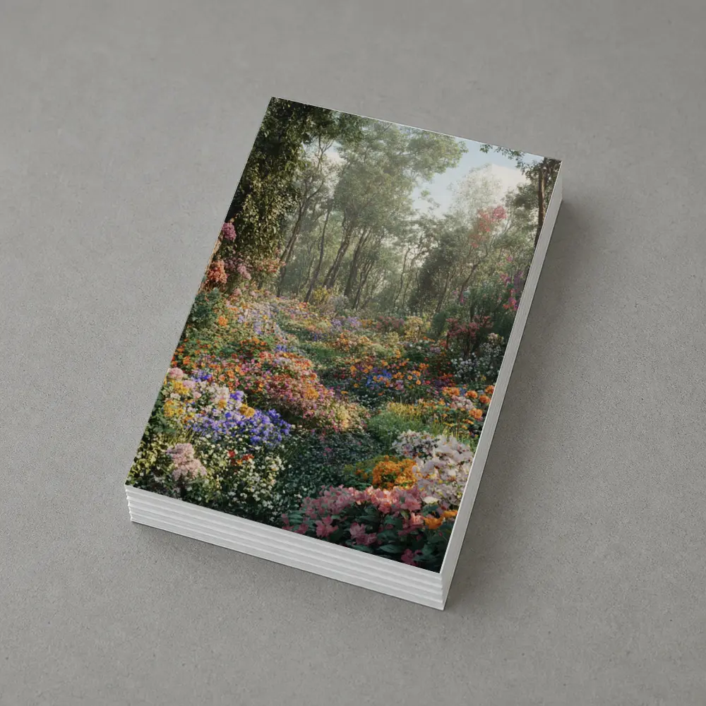Colorful Wildflower Garden Path Through Forest – Postcards
