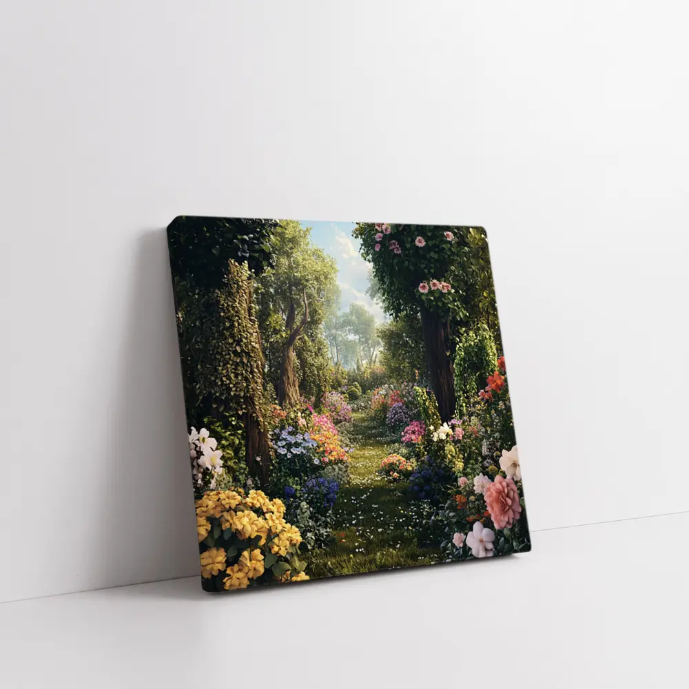 Lush Garden Path With Colorful Blooming Flowers – Wall Art