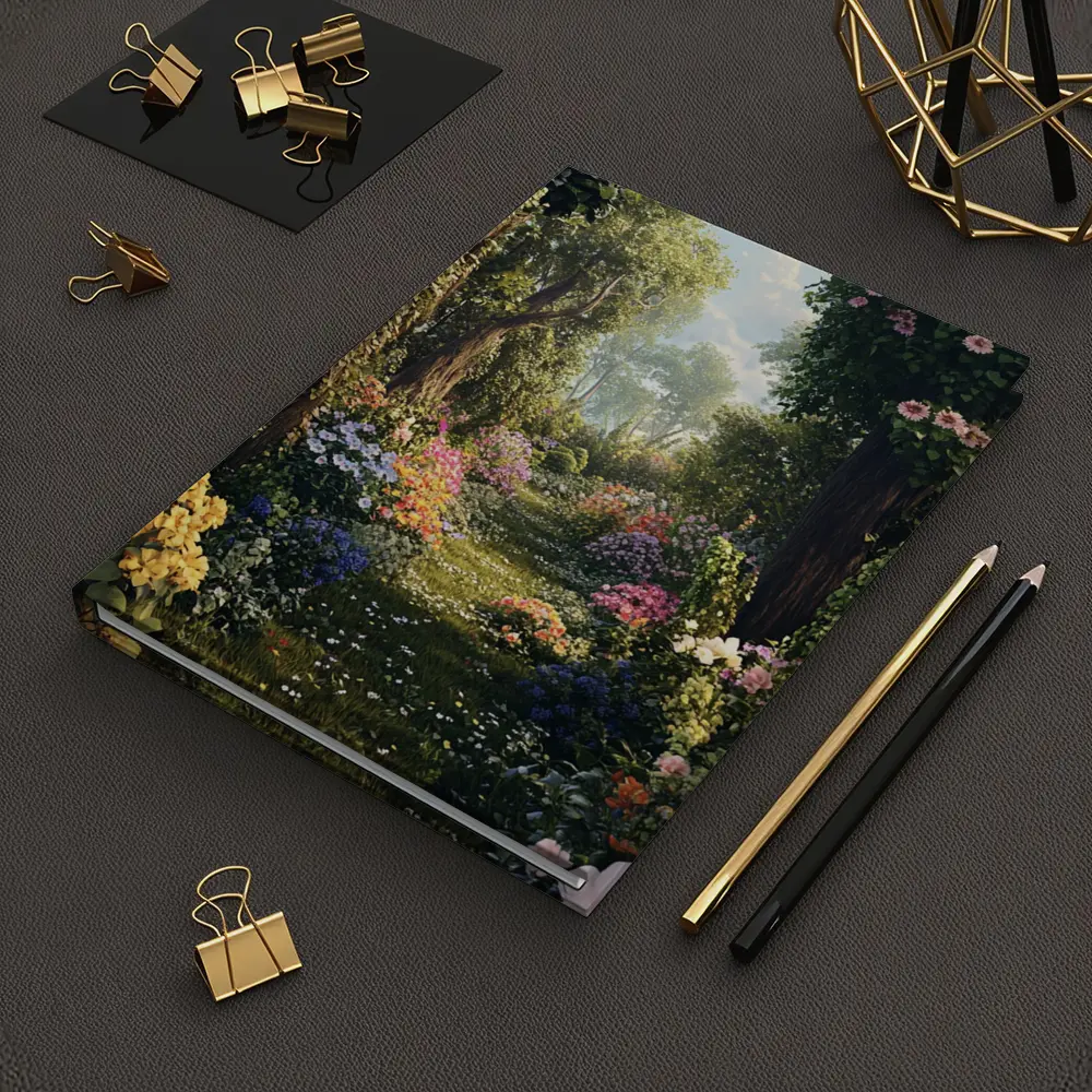Lush Garden Path With Colorful Blooming Flowers – Notebooks