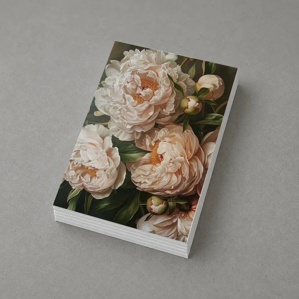 Blush Peony Blooms Dark Moody Background – Postcards