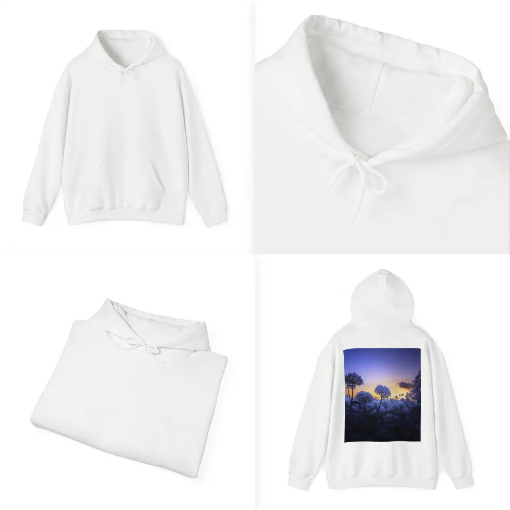 Blue Flowers Glowing Against Sunset Sky – Hoodies
