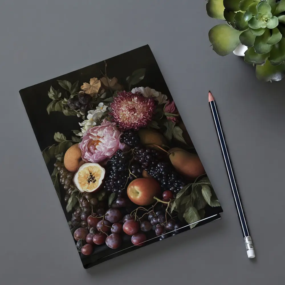 Dark Floral Still Life Fruit Botanical Art – Notebooks