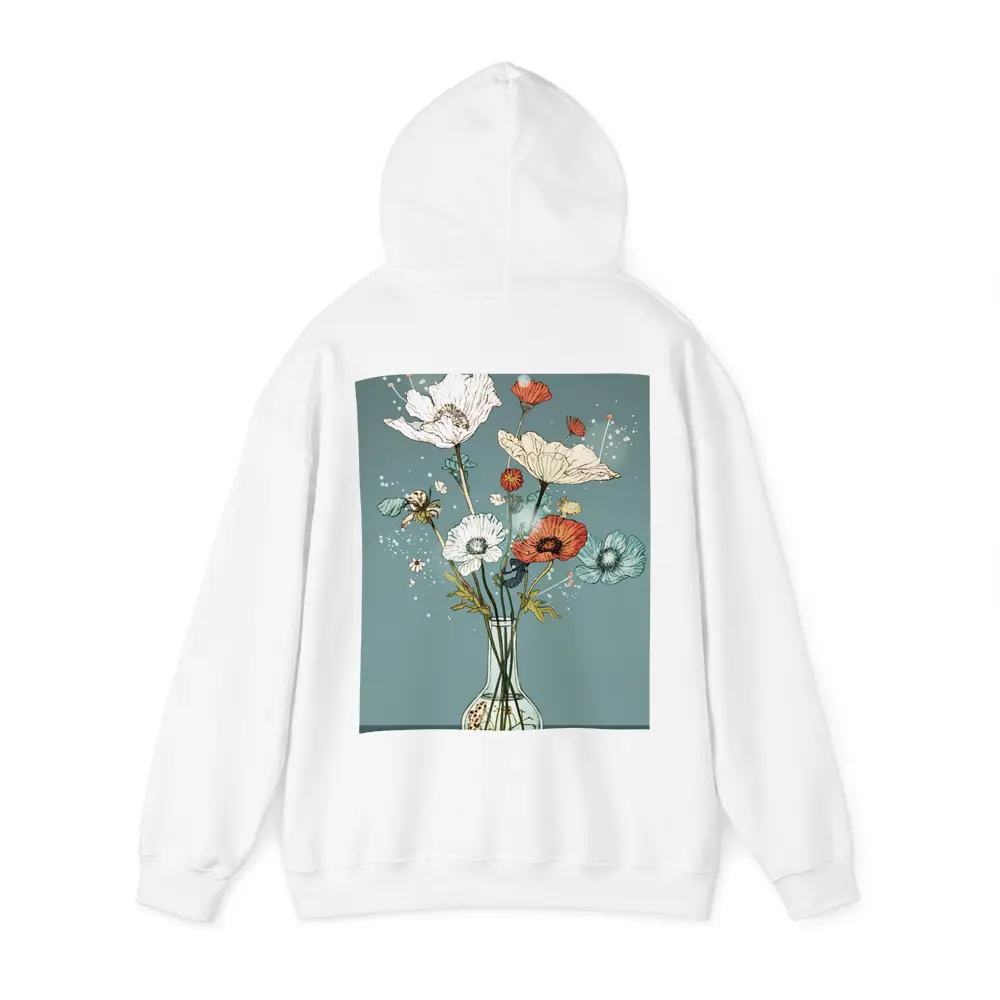 Poppy Bouquet In Glass Vase Teal – Hoodies