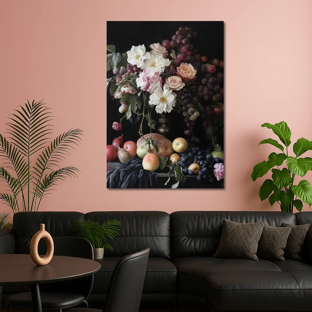 Dutch Masters Still Life Flowers Fruit Dark – Wall Art