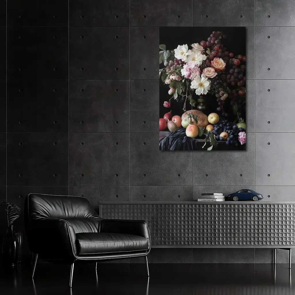 Dutch Masters Still Life Flowers Fruit Dark – Wall Art