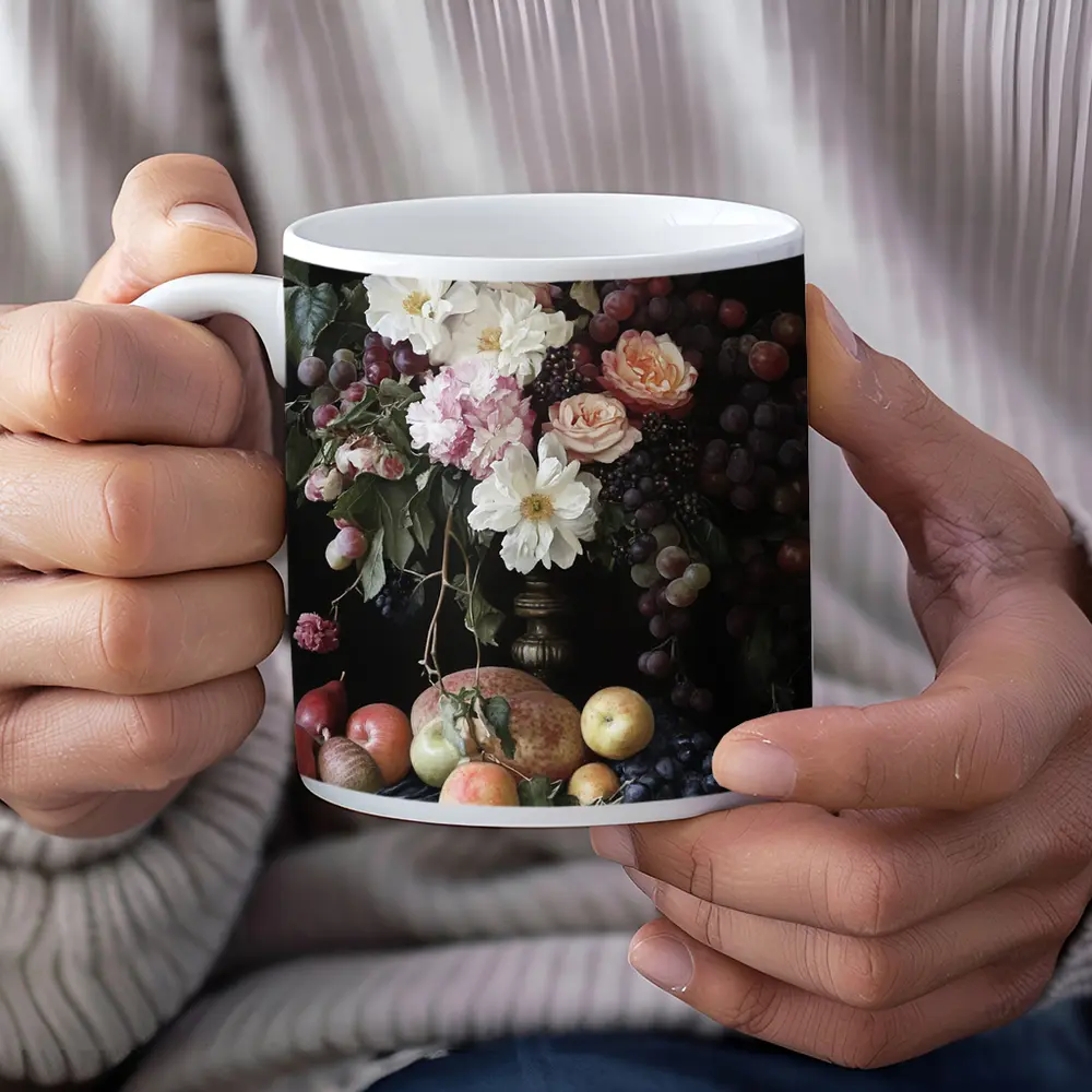Dutch Masters Still Life Flowers Fruit Dark – Mugs