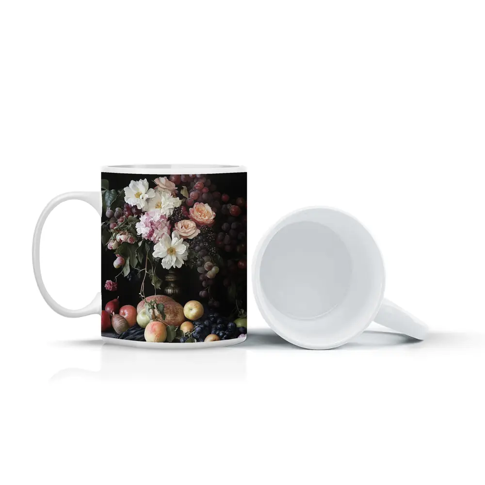 Dutch Masters Still Life Flowers Fruit Dark – Mugs