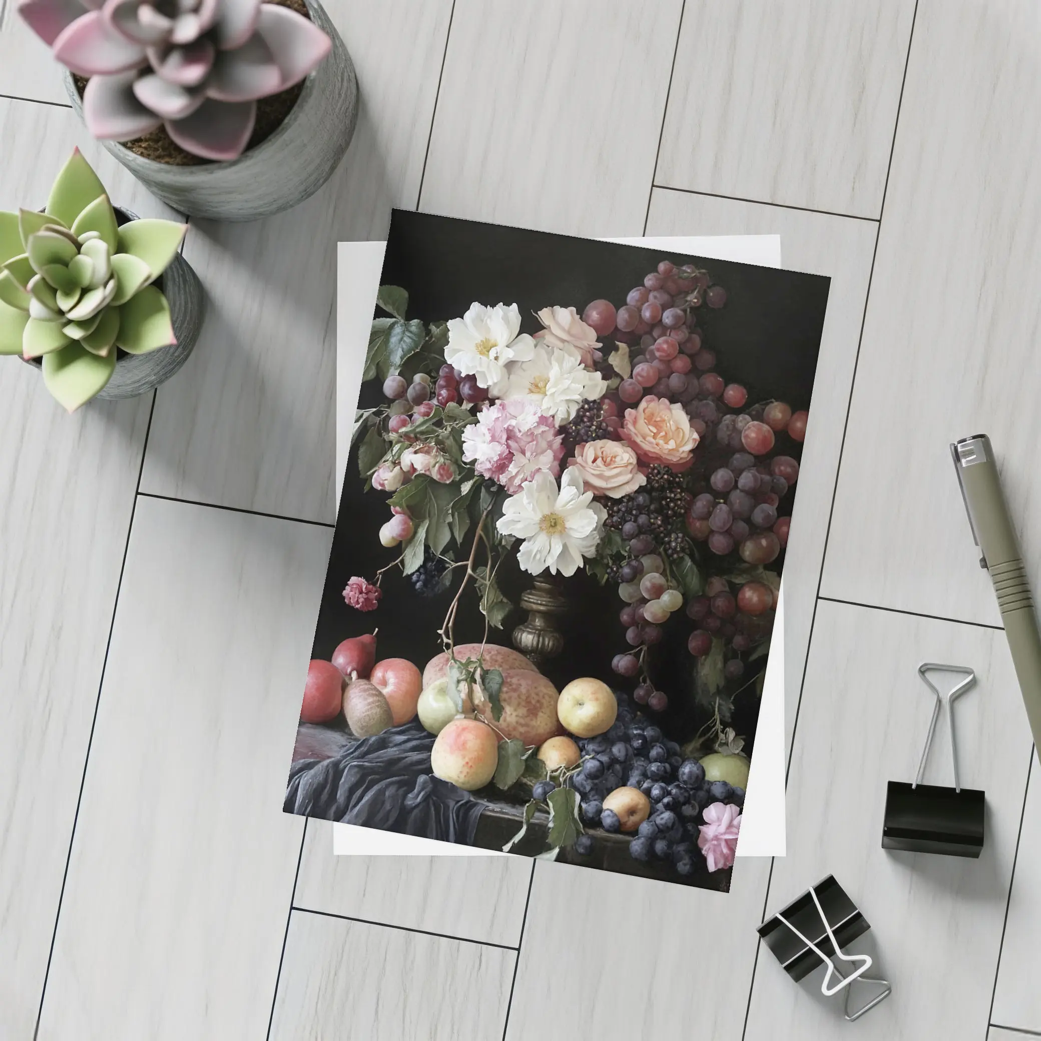 Dutch Masters Still Life Flowers Fruit Dark – Postcards