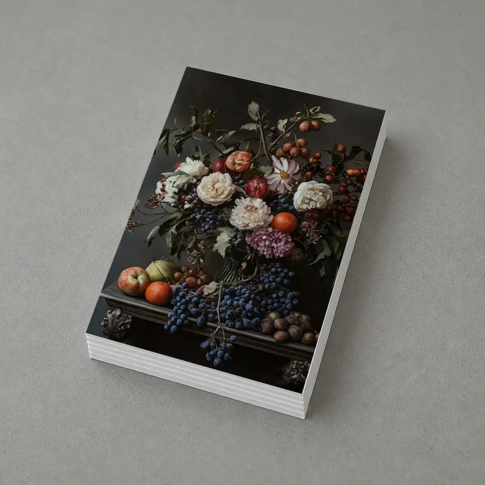 Dark Floral Still Life With Fruit – Postcards