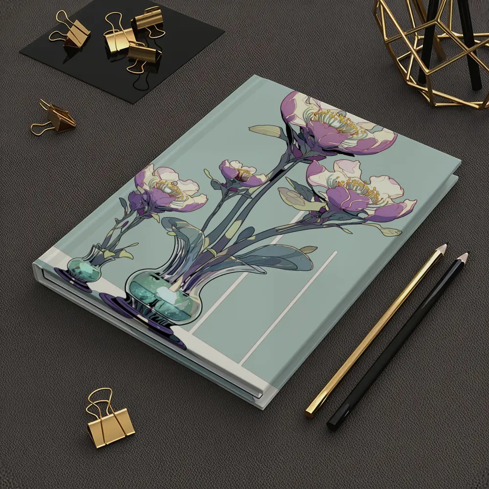 Art Nouveau Peonies In Glass Vases Illustration – Notebooks