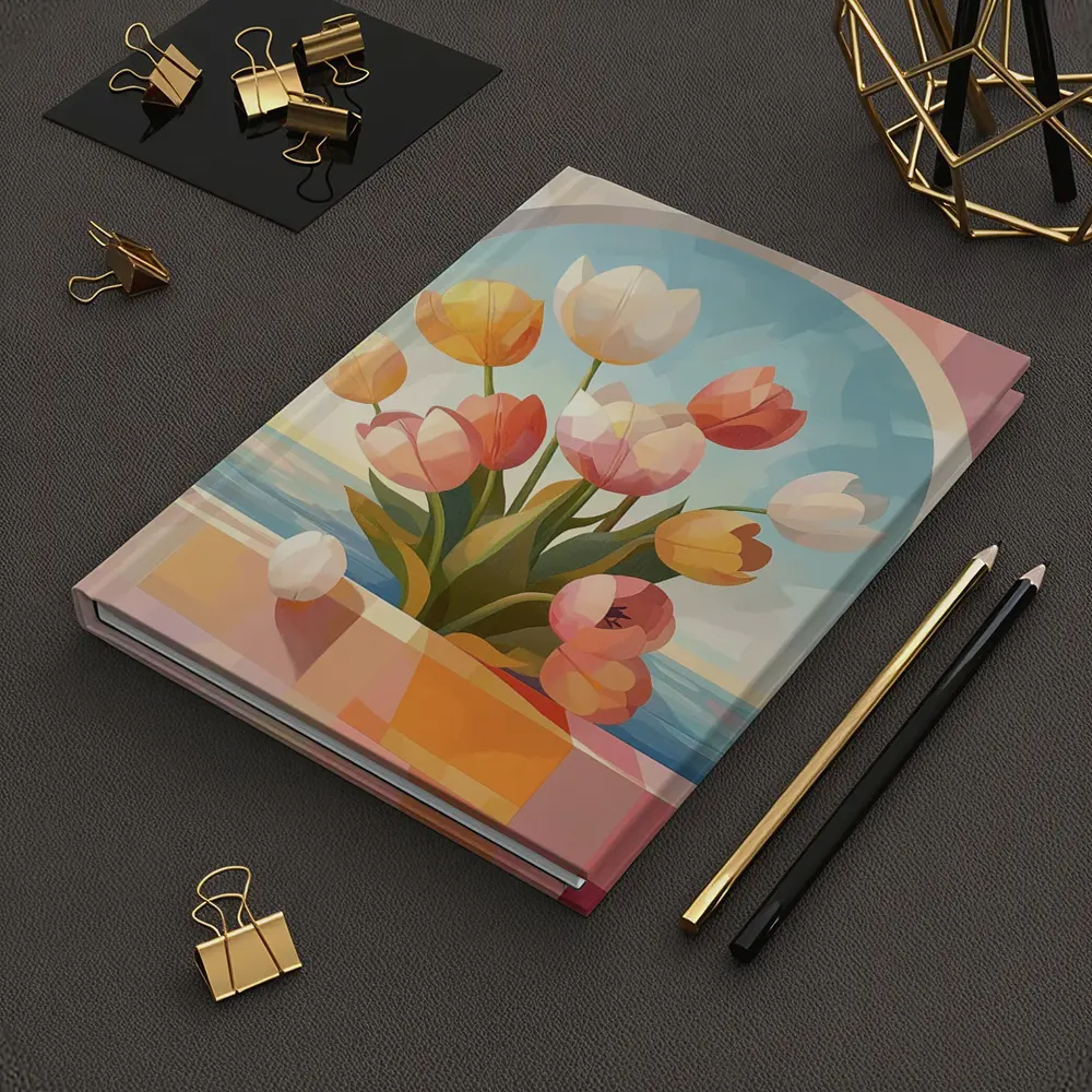 Tulips Bouquet Arched Window Ocean View – Notebooks