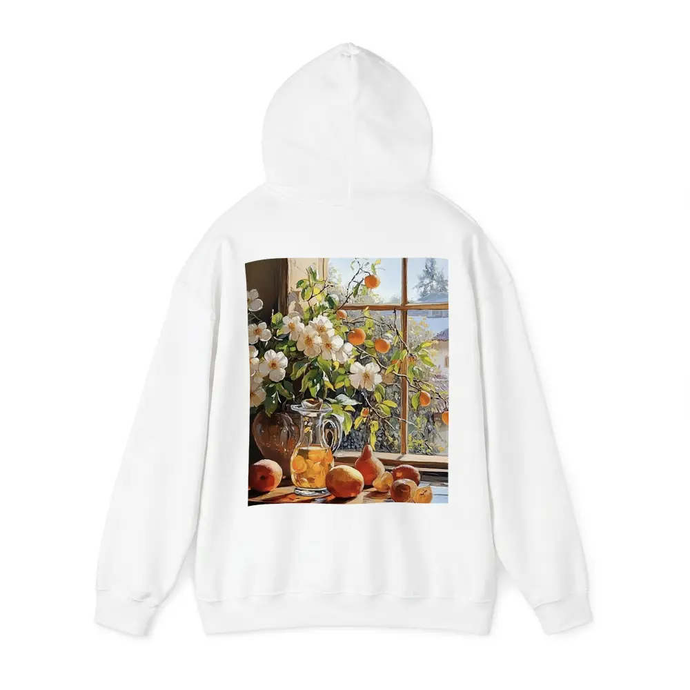 White Flowers Fruit Still Life Window – Hoodies