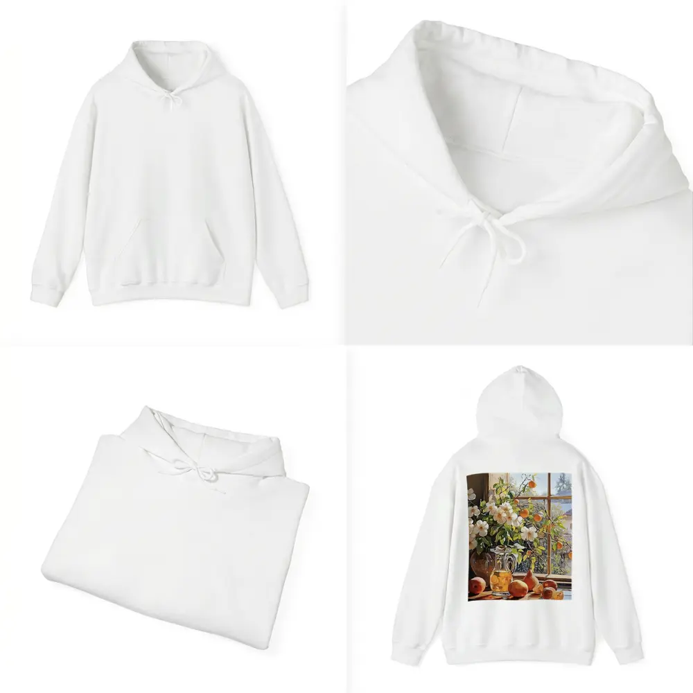 White Flowers Fruit Still Life Window – Hoodies