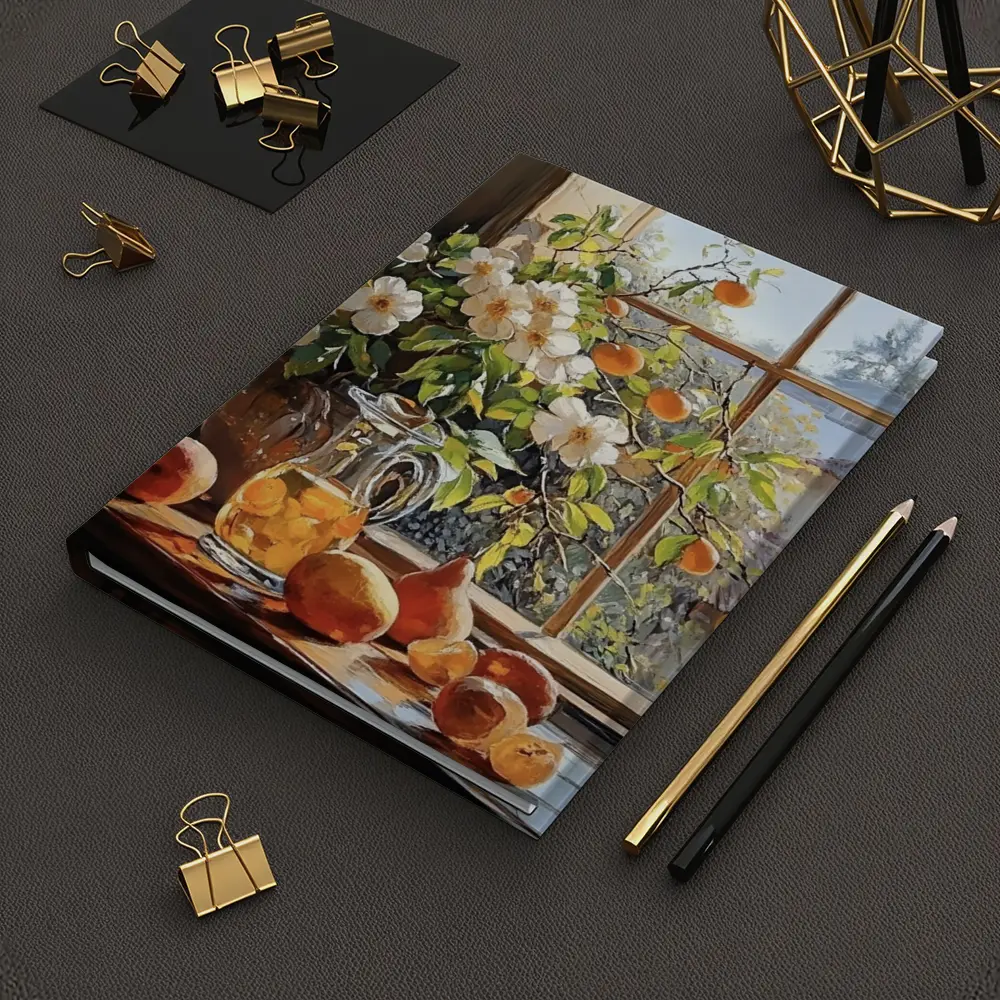 White Flowers Fruit Still Life Window – Notebooks