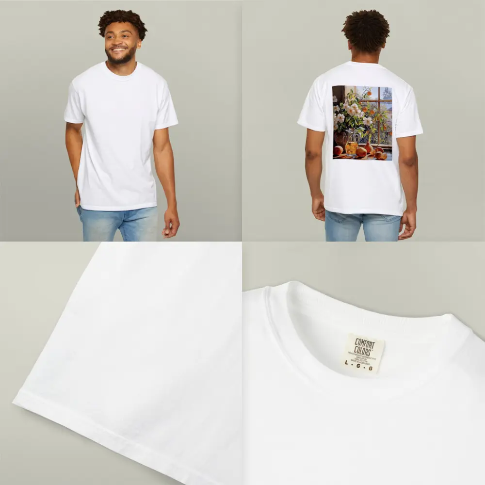 White Flowers Fruit Still Life Window – T-Shirts